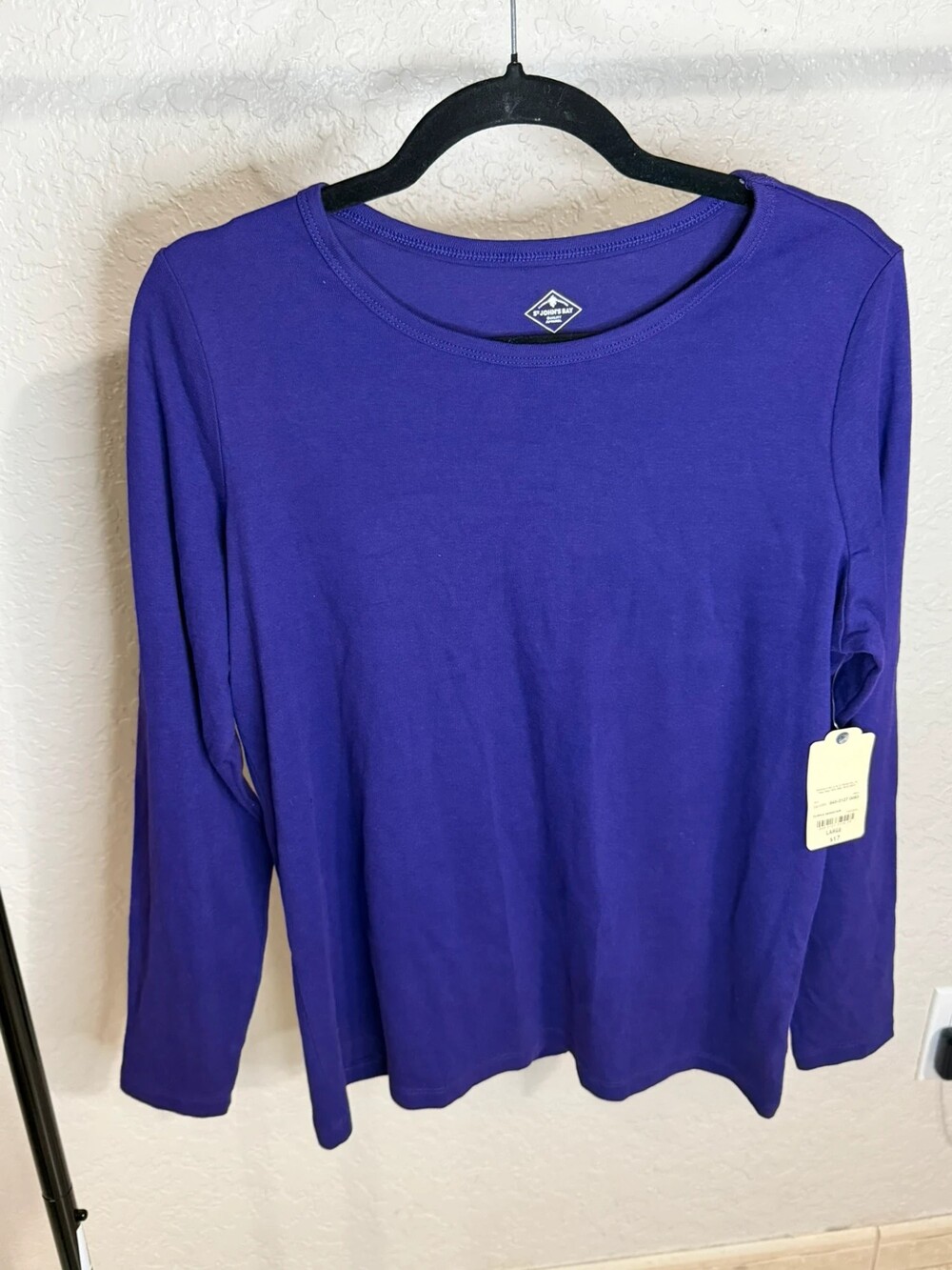 St. John’s Bay Purple Long Sleeve Top Size L 100% Cotton NWT